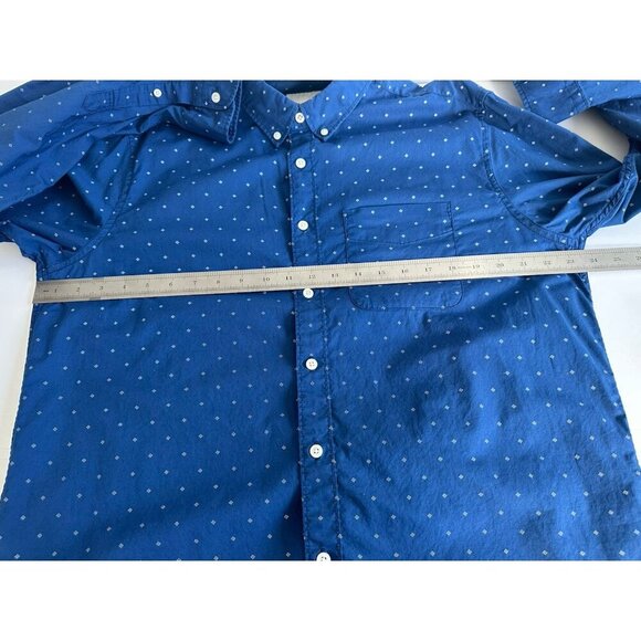 American‎ Eagle Men's Button Up Dress Shirt Classic Fit L Blue Geo 100% Cotton - Picture 11 of 13